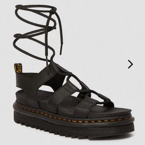 Dr. Marten Nartilla Leather Platform Gladiator Sandal Black
